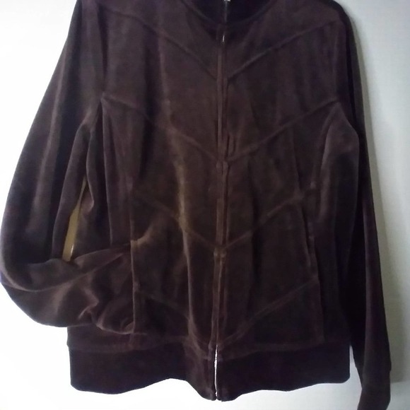𝅺relaxed Charter Club Chocolate Brown Velour Jacket - Picture 1 of 5